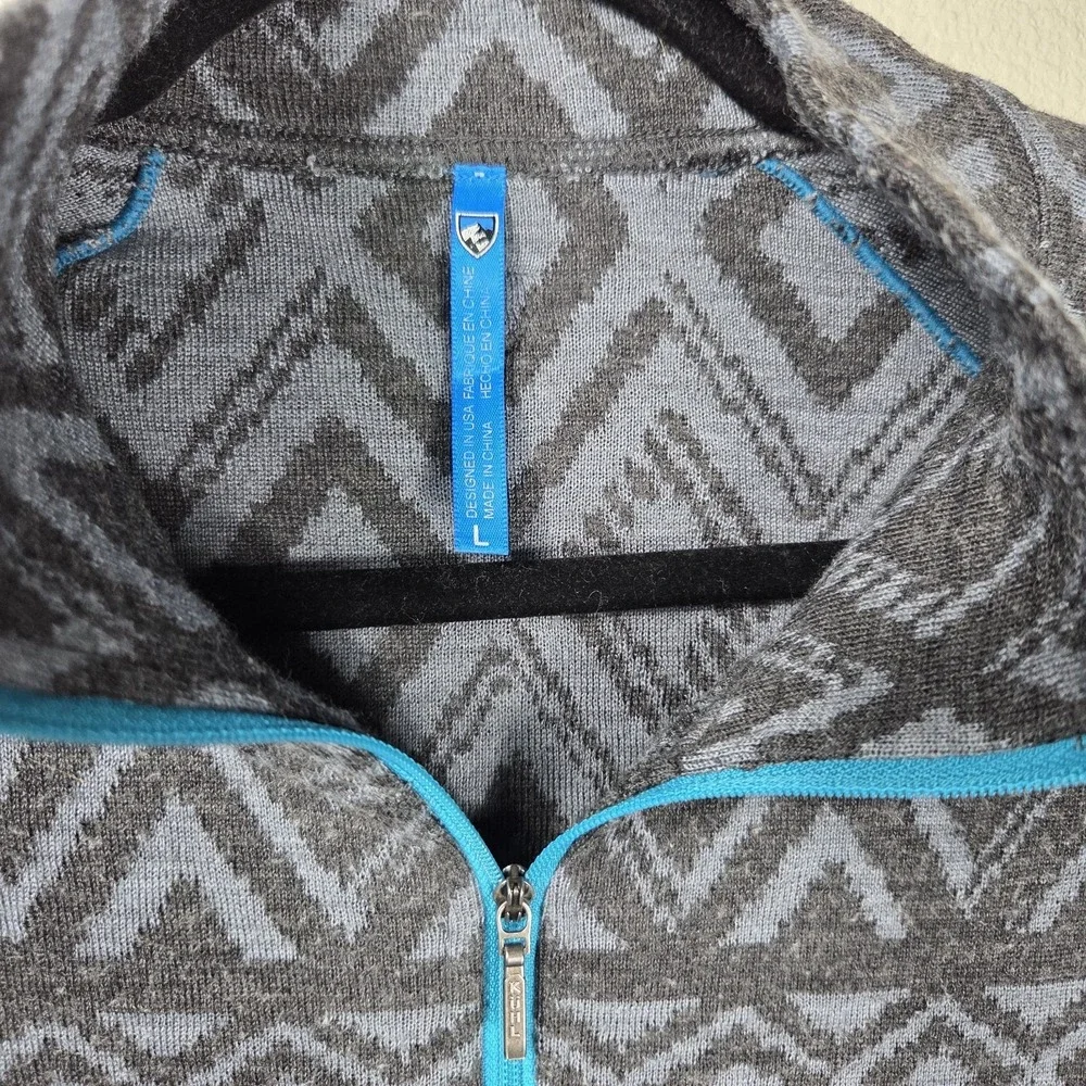 Kuhl Merino Wool Quarter Zip Pullover Women's Large Gray Nordic Sweater Top